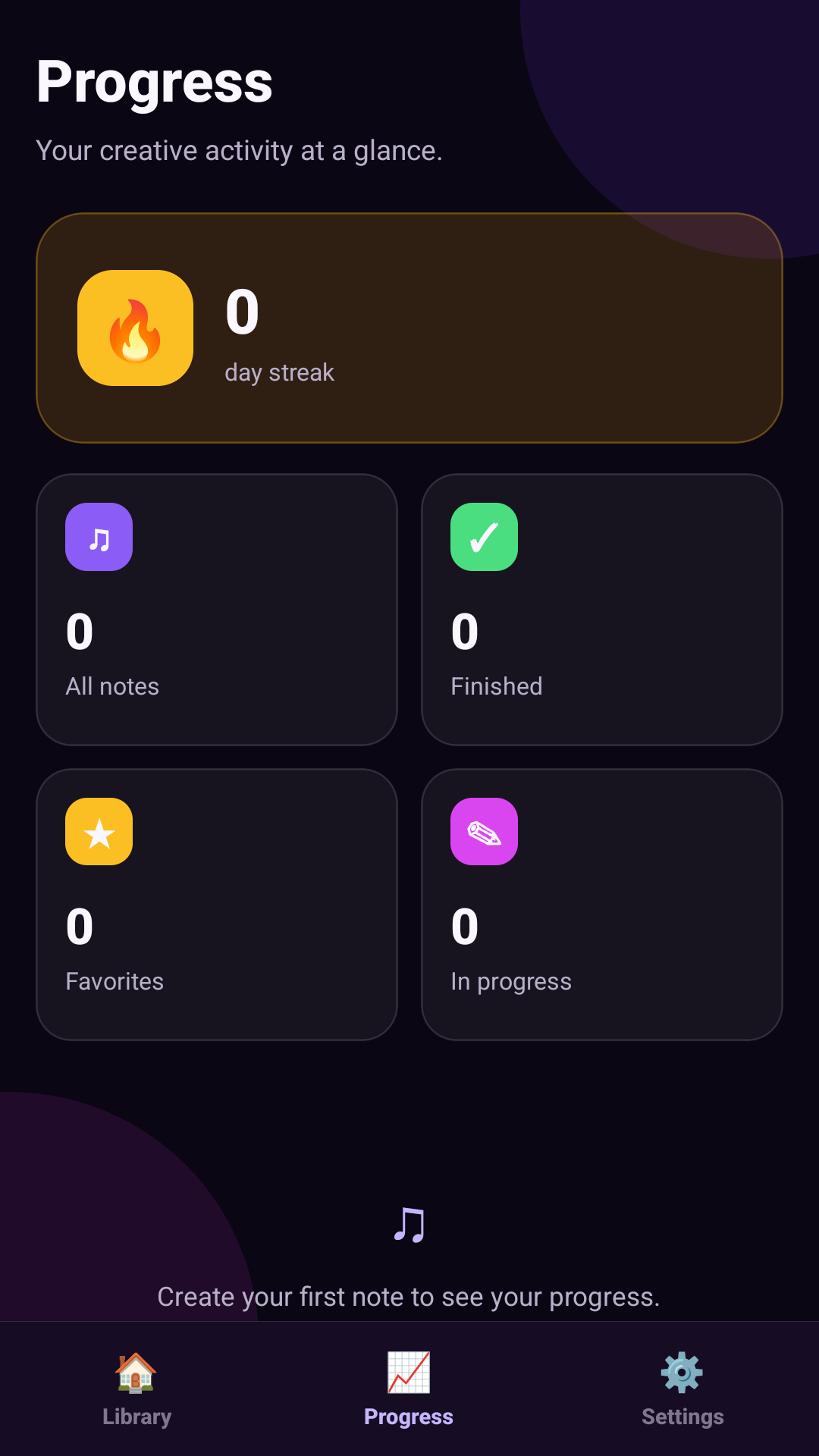 Melody Journal progress screen